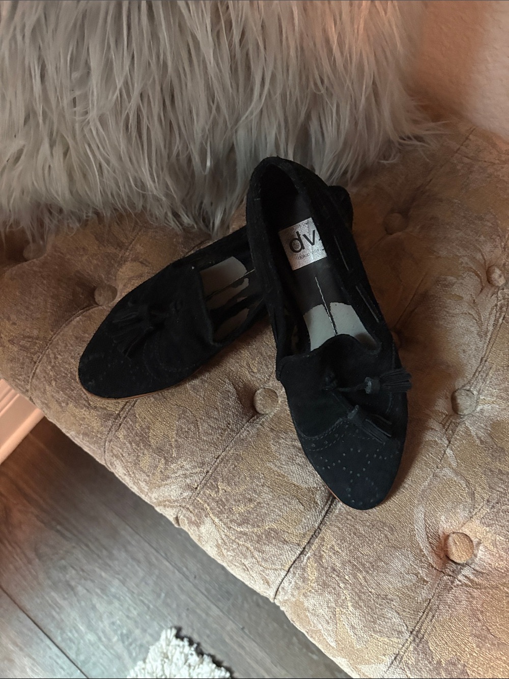 DV by Dolce Vita women's black Suede Tassel Loafers